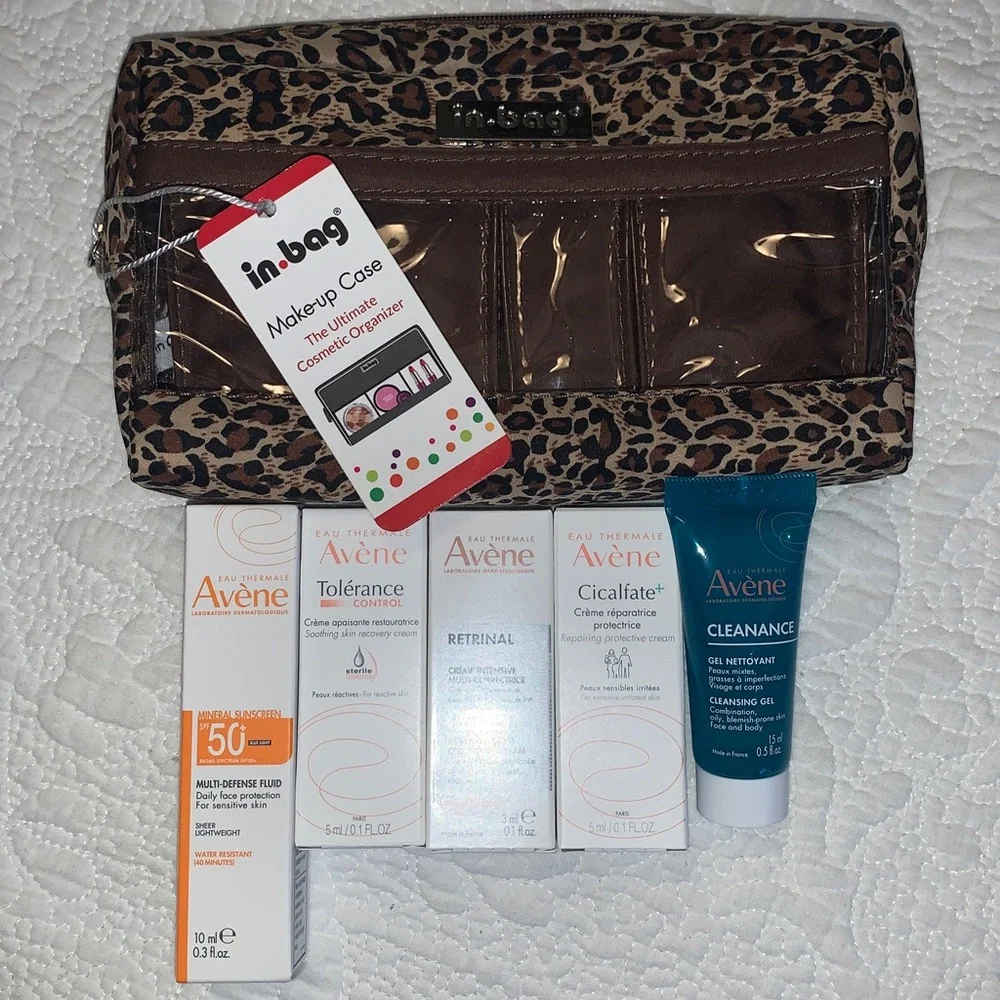 In•Bag Make-Up Case, Animal Print & Clear Front, 4 Compartments, Zip Top, NWT - Picture 2 of 9